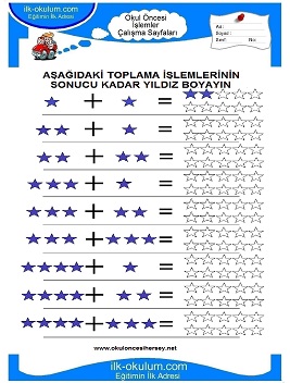Çocuklar İçin toplam işlemi yaprak testleri 